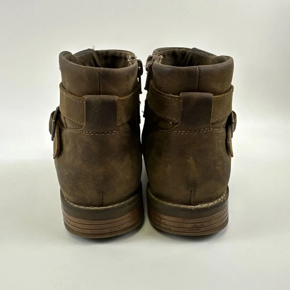 Clarks Camzin Dime Ankle Boot Bootie Brown Leather Side Zip Buckle Strap Women 7 - Picture 5 of 14